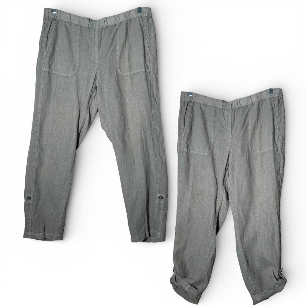 Pure Jill J Jill Linen Pants Womens Large Roll Tab‎ Legs Lagenlook Beach Resort